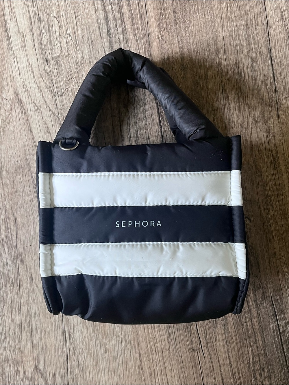 Sephora Black and White Striped Mini Puffer Bag - Picture 2 of 7